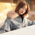 Quần áo denim nữ 2019 mới mùa đông lông cổ áo dày cộng với nhung thêu phiên bản Hàn Quốc của áo khoác ngắn hoang dã hoang dã - Bông áo lông vũ dáng dài uniqlo Bông