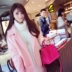 Mùa đông mới Hàn Quốc phần dài áo len Hàn Quốc phiên bản của màu hồng lỏng 过 loại trên đầu gối áo len nữ dày áo dạ nữ dáng dài hàn quốc Áo Hàn Quốc