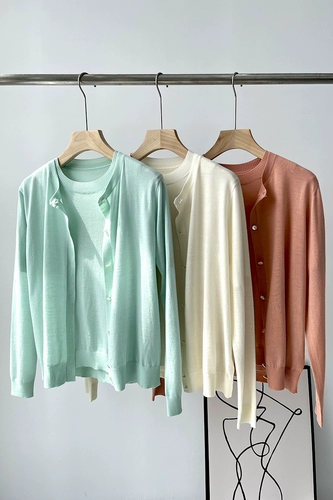 Комплект, шерстяной свитер, трикотажный кардиган, 60 шт, французский стиль, короткий рукав