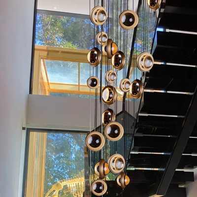 Vùng quay vòng quay cầu thang cầu thang Đèn chùm khu vực đàm phán LOFT HOLLOW LOWN LEADIER khách sạn Lobby Lobby Sảnh ánh sáng Kỹ thuật đèn thả ban công đèn gỗ thả trần Đèn thả