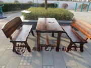 Giải trí ngoài trời chống ăn mòn gỗ rắn đồ nội thất sân vườn retro retro bàn trà Kung Fu kết hợp ghế dày trở lại - Bàn ghế ngoài trời / sân