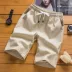 Bông và vải lanh quần short nam cotton năm quần mùa hè quần âu Hàn Quốc phiên bản của các bãi biển lỏng quần của nam giới quần quần ống túm Quần short