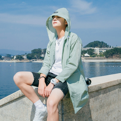 Mùa hè quần áo chống nắng nam Hàn Quốc phiên bản của phần mỏng của thoáng khí ngoài trời áo khoác tùy chỉnh phần dài của kem chống nắng quần áo phần mỏng áo gió Áo gió