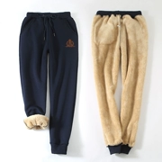 Mùa thu và mùa đông cừu cashmere cộng với quần nhung dày thể thao Quần Wei ống rộng Harlan chân thường quần mùa đông quần cotton cỡ lớn