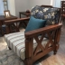 kết hợp Mỹ rắn vải sofa gỗ 123 nhỏ kiểu Mỹ đồ nội thất mộc mạc gia đình nhỏ của ba sofa retro - Ghế sô pha