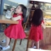 2018 cô gái mùa hè mới Hàn Quốc bé bông nhỏ váy đỏ cô gái tính khí phụ nữ bay tay áo váy