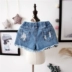 Quần short trẻ em vừa và nhỏ quần short 2018 mùa hè cô gái mới hoang dã giản dị lưới denim trẻ em của denim liệu quần nóng Quần jean