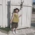 Cô gái mùa hè 2018 mới khoang giai điệu sen trẻ em rắn màu bông búp bê áo sơ mi + phù hợp với phù hợp với shop quan ao tre em Phù hợp với trẻ em