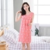 Váy ngủ bằng lụa cotton nữ mùa hè Hàn Quốc tươi sinh viên dễ thương đồ ngủ không tay váy rộng cỡ mỡ mm váy - Đêm đầm