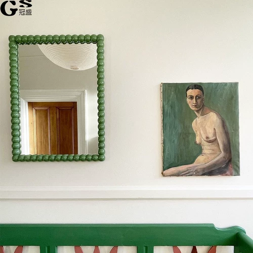 Зеленое зеркало для ванной комнаты, ретро настенный декор, французский ретро стиль