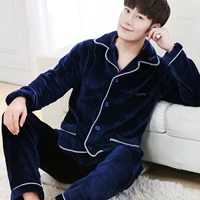 Mùa đông phiên bản Hàn Quốc của bộ đồ ngủ trẻ trung và trung niên flannel dành cho nam trung niên đồ ngủ khủng long