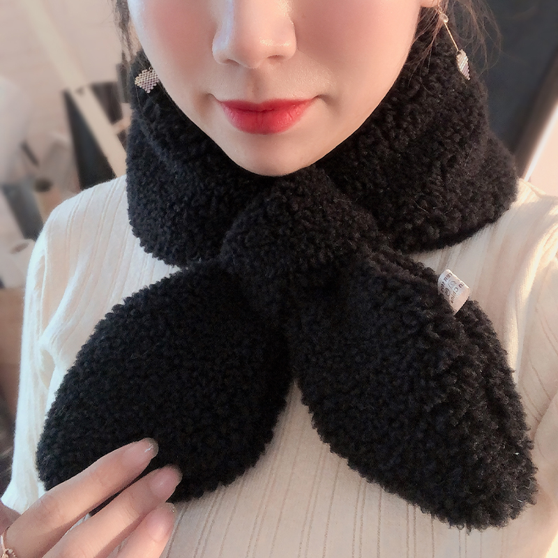SilveryLate late Same ins the republic of korea Knitting wool Neck cover overlapping fish tail Neckline bow Small scarf female Autumn and winter