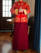 2018 chương trình mới Wo quần áo nam chú rể Trung Quốc ăn mặc Slim thêu nam rồng và phượng đám cưới quần áo - Trang phục dân tộc