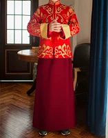 2018 chương trình mới Wo quần áo nam chú rể Trung Quốc ăn mặc Slim thêu nam rồng và phượng đám cưới quần áo - Trang phục dân tộc những kiểu đồ bộ may đẹp