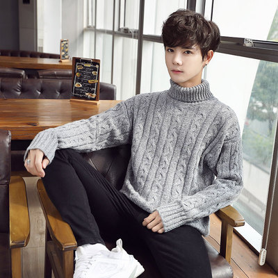 Áo len cao cổ nam áo len xu hướng Hàn Quốc Slim cá tính đẹp trai mùa thu và mùa đông hoang dã áo khoác nam - Cardigan
