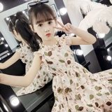 Шифоновое платье, летняя одежда, длинная юбка, летний наряд маленькой принцессы, коллекция 2021, в западном стиле, в цветочек