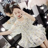 Шифоновое платье, летняя одежда, длинная юбка, летний наряд маленькой принцессы, коллекция 2021, в западном стиле, в цветочек