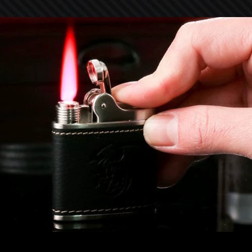 Креативная ретро маленькая ветрозащитная зажигалка, из натуральной кожи