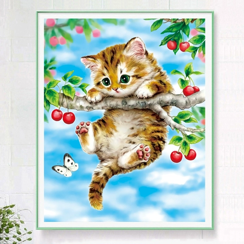 Cat Cross Stitch 2022 Новая линейная вышивка небольшие детали гостиная спальня ресторан детские животные слегка вышитые ручной