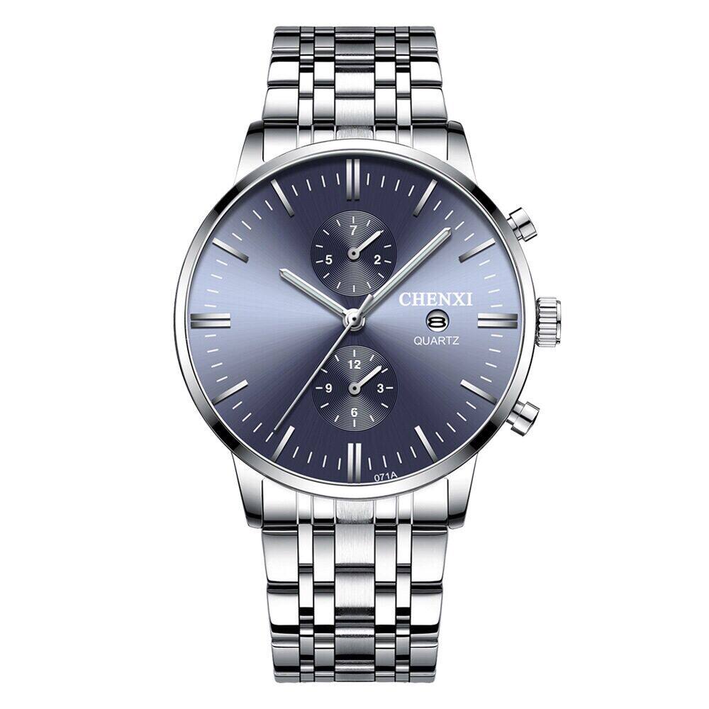 ultra-thin waterproof large dial, trendy and personalized luminous calendar Men's steel band business watch, _voghion.com