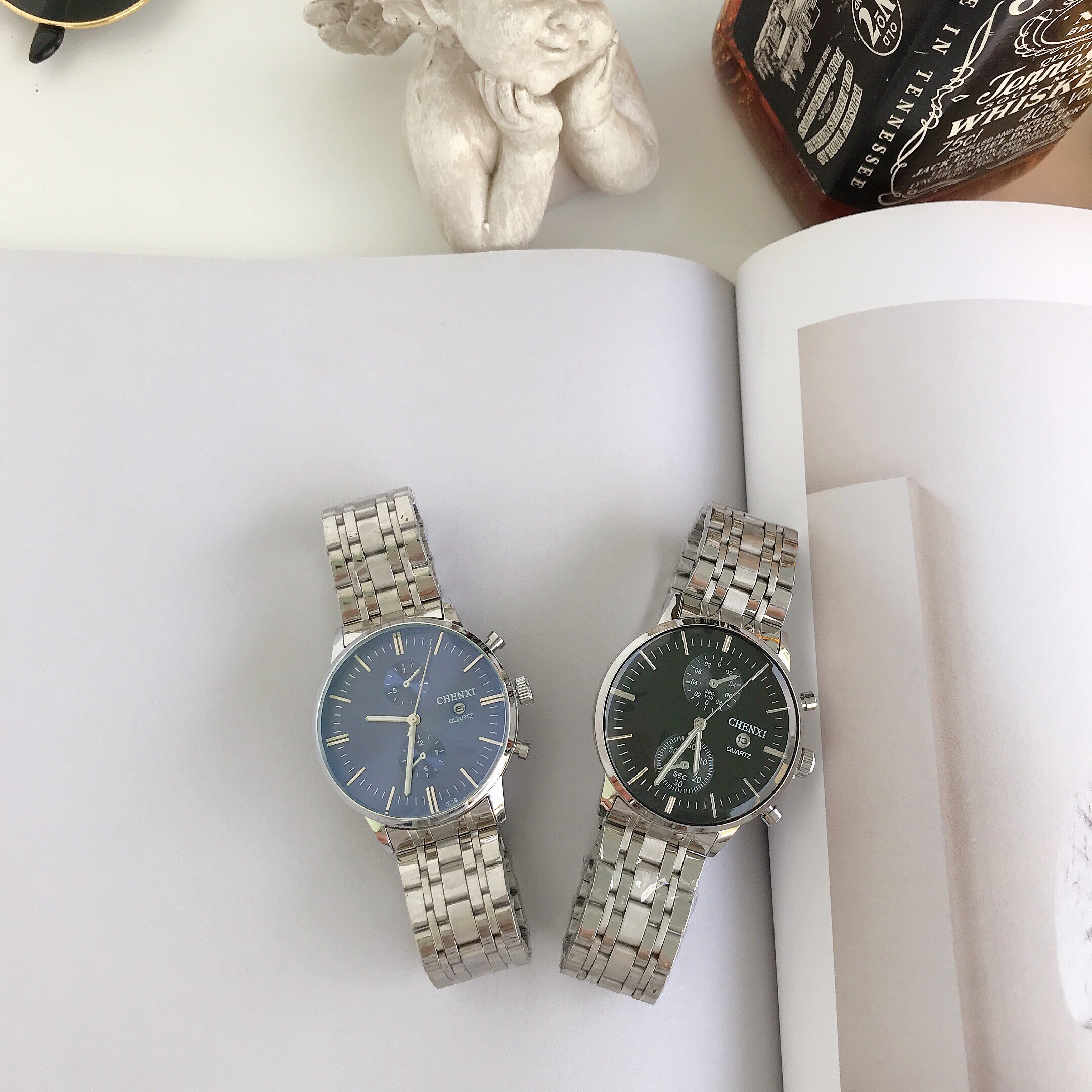 ultra-thin waterproof large dial, trendy and personalized luminous calendar Men's steel band business watch, _voghion.com
