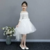 Cô gái một vai gạc trắng váy công chúa phồng sợi trẻ em catwalk sinh nhật buổi tối váy nhỏ chủ trang phục mùa đông Váy trẻ em