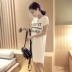 Mùa hè ngụy trang ladies nightdress modal phần mỏng Hàn Quốc ngắn tay đồ ngủ giản dị mặc lỏng dịch vụ nhà