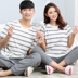 Mùa hè bông vài bộ đồ ngủ nam giới và phụ nữ quần ngắn tay kích thước lớn dễ thương phim hoạt hình bông Hàn Quốc dịch vụ nhà phù hợp với đồ bộ mặc nhà bằng vải thun Cặp đôi