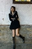 Agua a-line váy nữ 2021 mùa thu mới cạp cao váy đen Hepburn váy ngắn màu đen - Váy eo cao