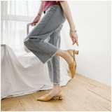 Летние сандалии, туфли с заостренным носом, подходит с юбкой, из натуральной кожи