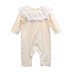 Yuner mẹ bé gái ren cổ áo jumpsuit trẻ sơ sinh quần áo bé mùa thu cotton dài tay áo romper màu rắn - Áo liền quần bộ áo liền quần dài tay cao cấp cho bé sơ sinh Áo liền quần