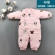 Baby handmade áo cotton cotton jumpsuit mùa thu đông nam nữ bé đi ra ngoài dày hajamas quần áo sơ sinh - Áo liền quần