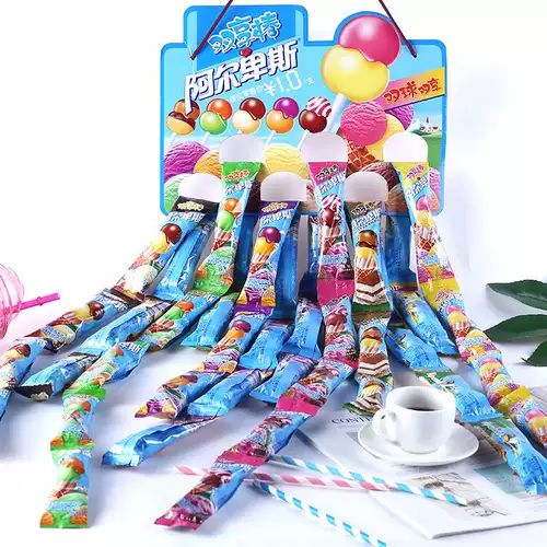 Альп двойной наслаждение стержнем 48 целый сумка в форме шарика в форме Lollipop Multi -Fullaved Детский фестиваль со старой конфеты Vibrato подключен