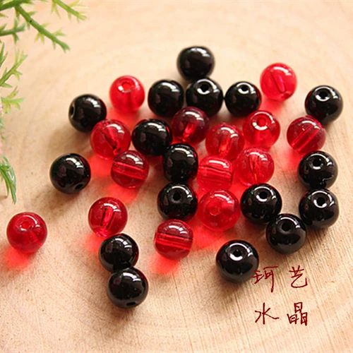 Черное ожерелье ручной работы, красные бусины, украшение-шарик, DIY