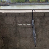 Собака с сетью] домашние серии Korea Ins, черно -белая, простая, холодная и вогнутая форма длинная зонтика