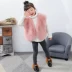 Áo khoác nỉ cho trẻ em áo khoác lông thú 2018 mùa đông Hàn Quốc phiên bản áo lông thỏ lông cỏ dày áo khoác mẹ và quần áo trẻ em
