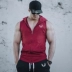 Cơ bắp tập thể dục vest brothers trùm đầu không tay thể thao phần mỏng Slim breathable vest nam chạy đào tạo phù hợp với áo sơ mi áo khoác nỉ lining Áo thể thao