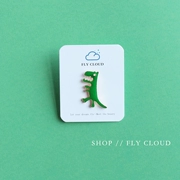 [Fly] Green Dinosaur Trâm hợp kim dễ thương Pin cổ áo Pin túi treo huy hiệu nữ sinh viên - Trâm cài