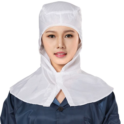 Mũ khăn choàng chống tĩnh điện không bụi quần áo hội thảo hỗ trợ mũ làm việc lưới sọc thoáng khí mũ sạch chống bụi mũ con sâu y tế 