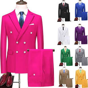 男性ダブルブレストスーツ、新郎ベストマンウェディングドレス、ファットマンLサイズスーツ、ツーピーススーツジャケット