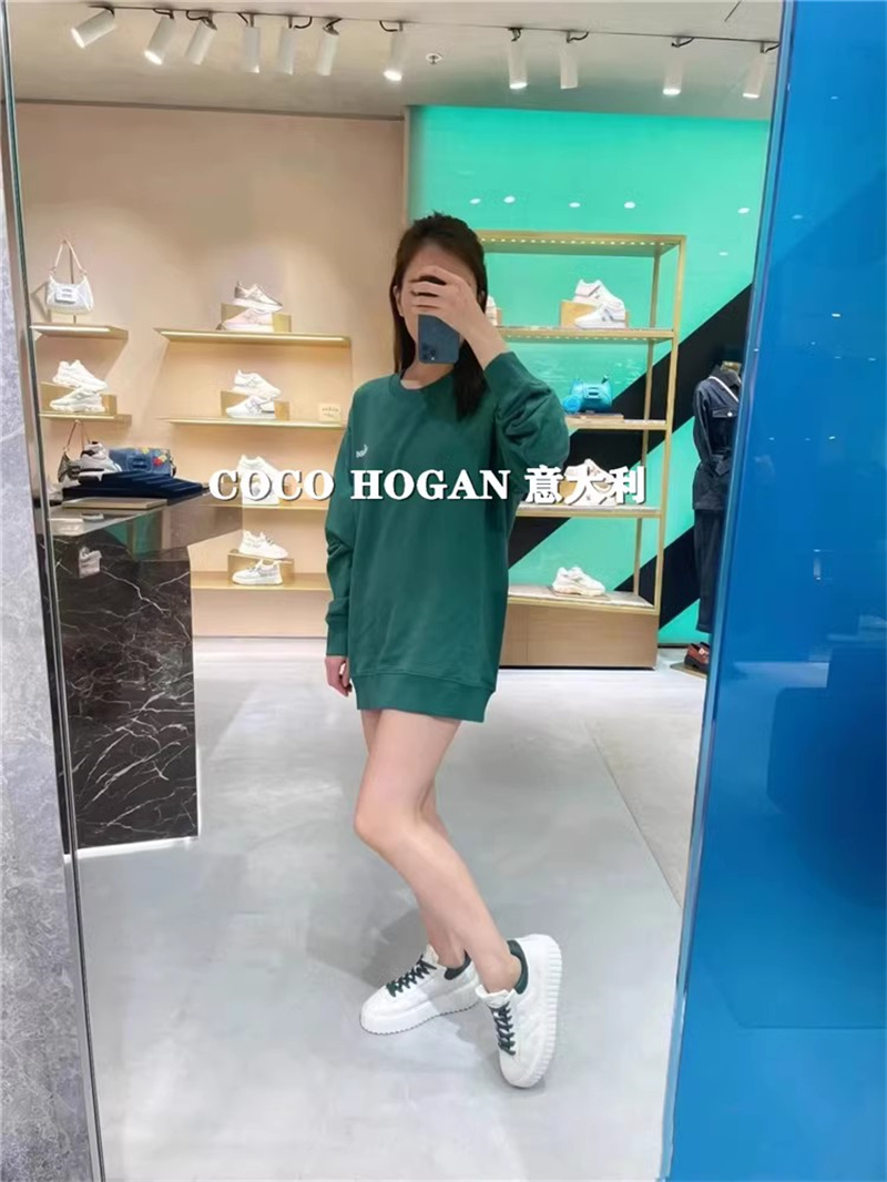 Italy Hogan Light Luxury Sports Casual Shoes Women's Biscuit Shoes Thick Sole Height Increased Leather White Shoes for Autumn 2023