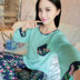 Bông lụa đồ ngủ mùa hè của phụ nữ phần mỏng Hàn Quốc dài tay cotton lụa đồ ngủ bông bông dịch vụ nhà phù hợp với tháng phù hợp với Bộ Pajama