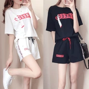 Li Ning mùa hè ngắn tay áo thời trang thể thao giản dị quần short thiết lập của phụ nữ thủy triều 2018 mới lỏng mỏng hai mảnh bộ