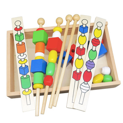 hạt Mang chuỗi hạt đính cườm đồ chơi 1-2-3 tuổi cô gái mười hai và một đứa bé già nửa năm đồ chơi giáo dục các khối xây dựng cho trẻ em Đồ chơi bằng gỗ