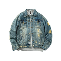 HSCP заставляйте старые вымытые водяные манжеты Disdim Jacket Мужская тенденция модна моп -хоп кошка Mercable Гонконгская Винтер -стрит весна