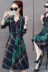 Đầm cổ chữ V nữ dài tay dài 2019 xuân hè mới tự tu luyện một từ váy xòe khí chất Hàn Quốc - A-Line Váy váy chữ a dài liền thân A-Line Váy