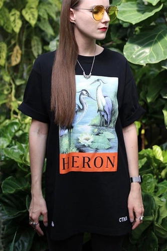 Правильная версия Heron Preston18ss Sianhe Shuanghe Свободный короткий рукав Mei Chao Gao Street Men and Women Ins Tee