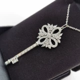 Платиновая импортная подвеска для ключей, ожерелье, золотая цепочка до ключиц, белое золото 18 карат, со снежинками, розовое золото, серебро 925 пробы