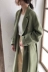[TGTB home] 19 Hàn Quốc in siêu cháy mù tạt xanh hai mặt cashmere áo khoác len nữ dài B130 - Accentuated eo áo Accentuated eo áo
