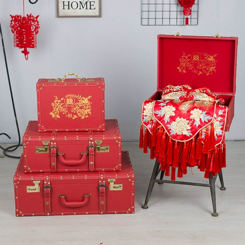 Красная ретро коробка, портативный чемодан для невесты